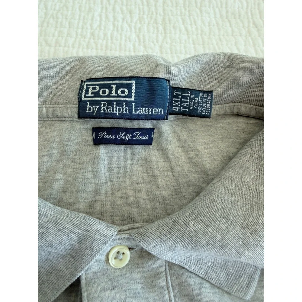 Polo Ralph Lauren Men 4XLT Pima Soft Touch Gray Polo Shirt Big & Tall SS